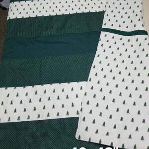 Lap Blanket, Throw, Quilt, Wheelchair, Car, Pine Trees, Green, White, Handmade,